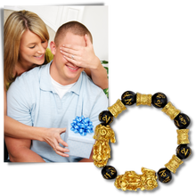 Load image into Gallery viewer, Pulsera de obsidiana negra y dorada - Ozerty