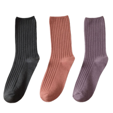 Load image into Gallery viewer, 3 Pairs Women's Ribbed Cotton Socks