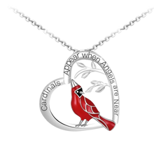 Load image into Gallery viewer, Heart-shaped pendant with a cardinal