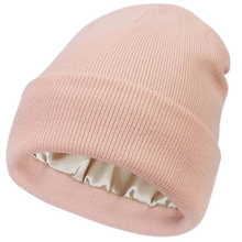 Cargar imagen en el visor de la galería, Gorro de punto con forro de satén -Rosa - Ozerty