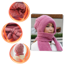 Load image into Gallery viewer, Gorro y bufanda de punto 2 en 1, con protección auditiva y material cortaviento
- Ozerty