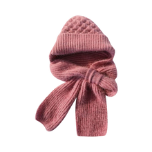 Load image into Gallery viewer, Gorro y bufanda de punto 2 en 1, con protección auditiva y material cortaviento
-Rosa - Ozerty