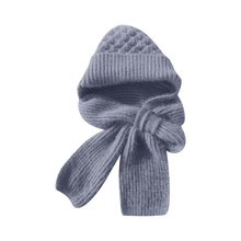 Cargar imagen en el visor de la galería, Gorro y bufanda de punto 2 en 1, con protección auditiva y material cortaviento

 -Azul - Ozerty
